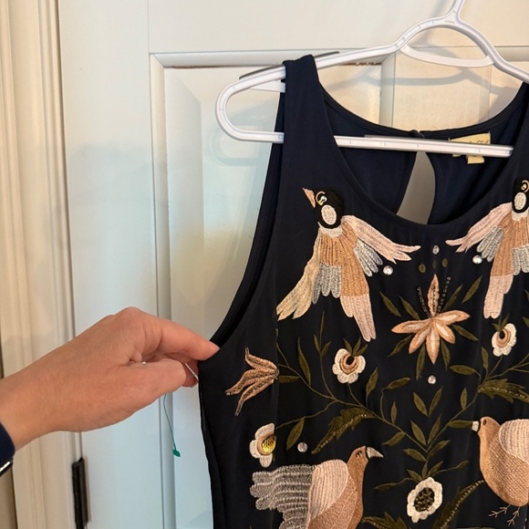 Frock & Frill Navy Pink Bird Floral Embroidered Beaded Maxi Dress - 45624 - Picture 5 of 13